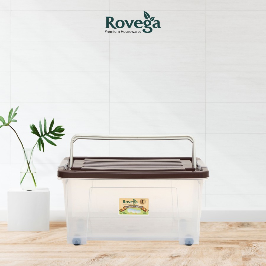 Rovega Kotak Kontainer Plastik Premium dengan 4 Roda 35 Liter-image